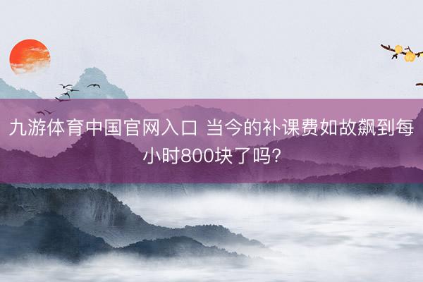 九游体育中国官网入口 当今的补课费如故飙到每小时800块了吗?