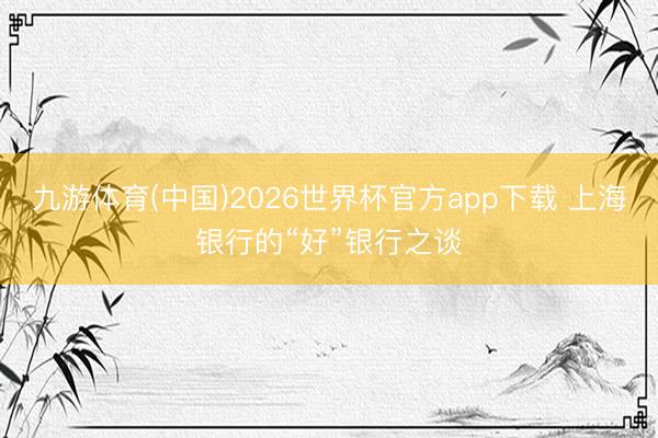 九游体育(中国)2026世界杯官方app下载 上海银行的“好”银行之谈