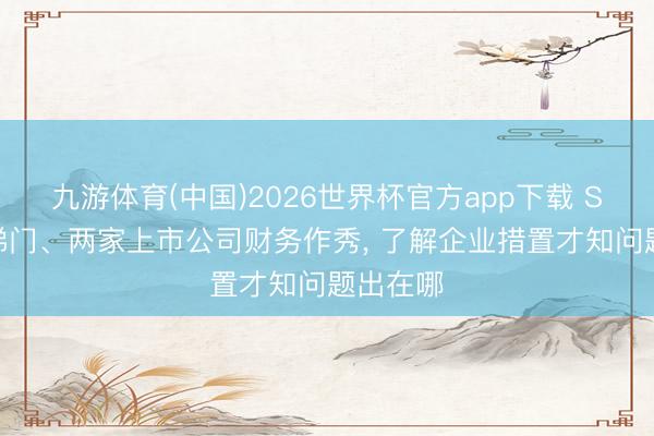 九游体育(中国)2026世界杯官方app下载 SHKJ电梯门、两家上市公司财务作秀, 了解企业措置才知问题出在哪