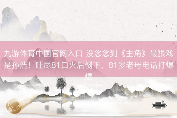 九游体育中国官网入口 没念念到《主角》最狠戏是孙浩！吐尽81口火后倒下，81岁老母电话打爆